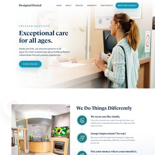 Home page for dental practice Design by monodeepsamanta