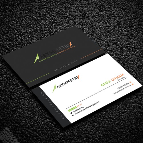 Design a cool, edgey but sophisticated business card for an alternative investment firm. Design von Geniousrabbani