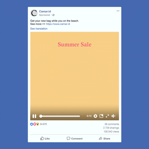 Facebook Ads, Facebook feed ads for Camar.id