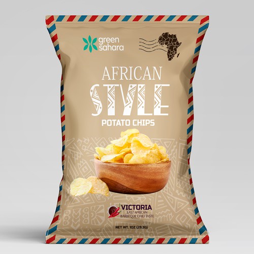 Design African style potato chips packaging Design by Noha.Akkad