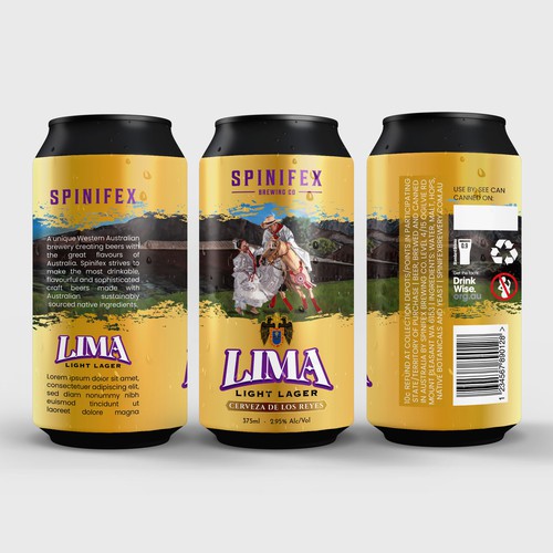 Beer can label - Lima Light Lager for the Peruvian craft beer market Design by Bee Man