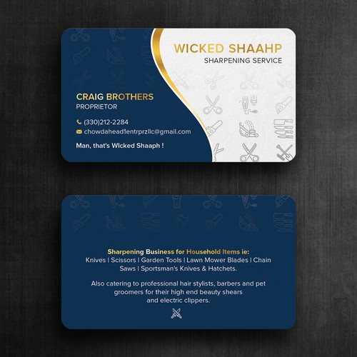 Business card design that highlights my sharpening service and my Boston accent inspired slogan Design von Felix SH