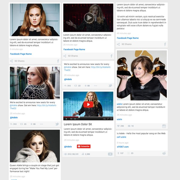 WeLoveAdele social feed design