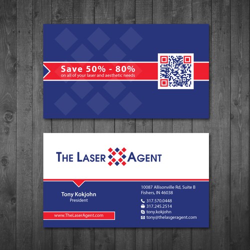 Create a modern, memorable business card for The Laser Agent! Design by Tcmenk