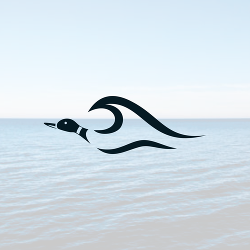 Coastal lifestyle brand featuring a mallard duck and wave, appeal to outdoor enthusiasts and surfers Diseño de muuter