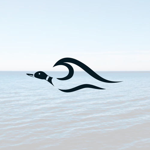 Coastal lifestyle brand featuring a mallard duck and wave, appeal to outdoor enthusiasts and surfers Design von muuter