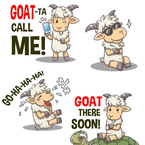 Cute/Funny/Sassy Goat Character(s) 12 Sticker Pack Diseño de lucidmoon