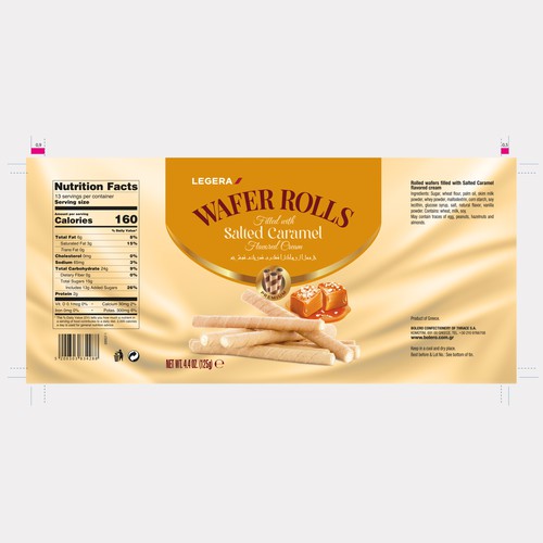 LEGERA Wafer Rolls Pack 125 gm - Salted Caramel Design by Gustavo RV