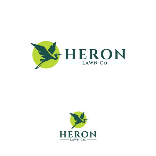 Modern Lawn Care Business with Heron Design by CreCreature