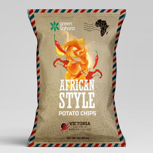 Design African style potato chips packaging Design by Noha.Akkad