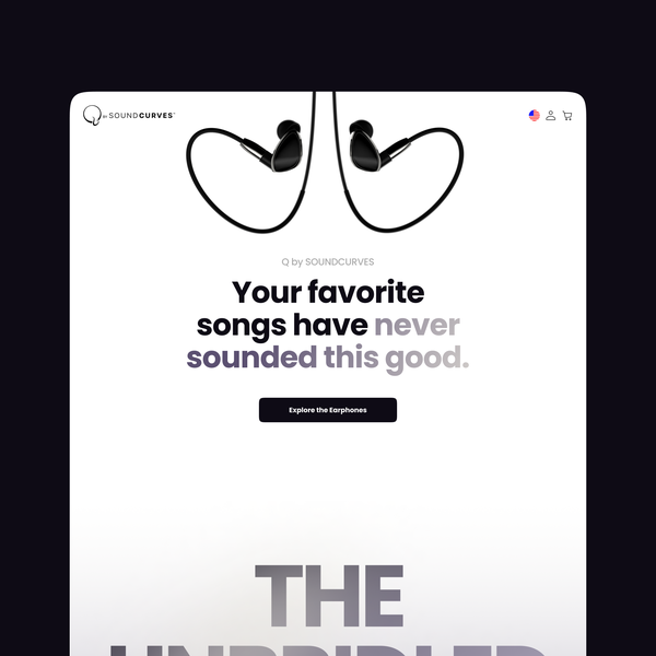 A clean, modern website design for a Premium Earphones Company