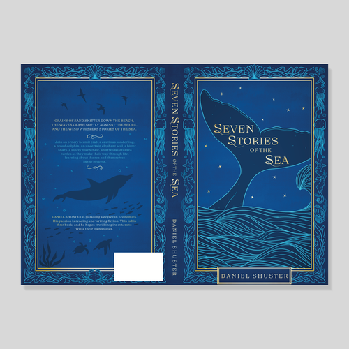 Design a whimsical storybook cover for a collection of fables about sea creatures Design by Katie MJ