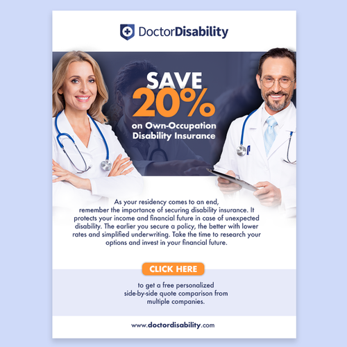 Design an email template for disability insurance for doctors Design by Monica Rumimper