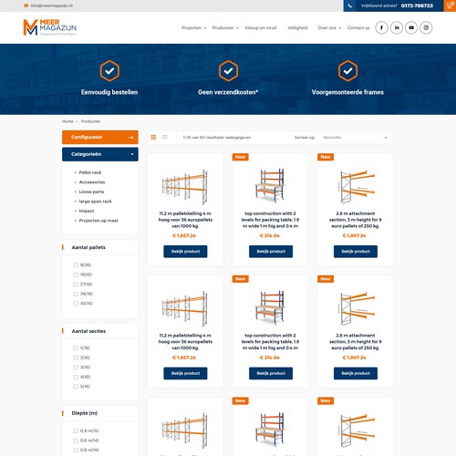 Creative website templates for a leading pallet racks company_ Meermagazijn Diseño de Aj3664