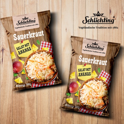 Stayin alife - Refresh an old fashion package for Salad with Sauerkraut, Pineapple and Apple-ontwerp door Shark1@