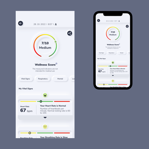 Wellness "vital signs" app - redesign Design by Osmoze
