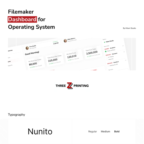 Filemaker Dashboard for Operating System Design by Kitani Studio.
