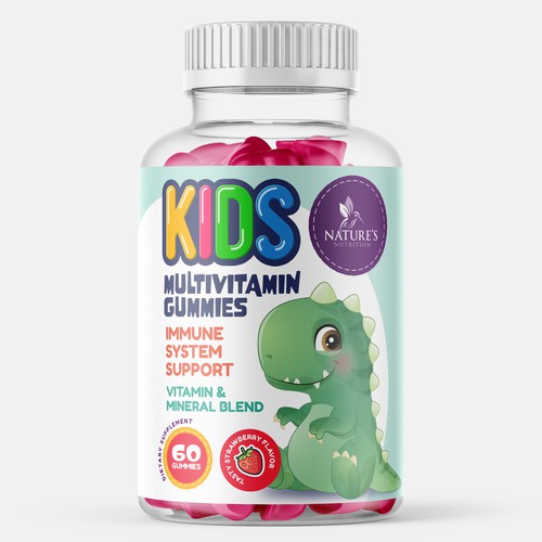 Tasty Kids Multivitamin Gummies Product Label for Nature's Nutrition Design by gs-designs