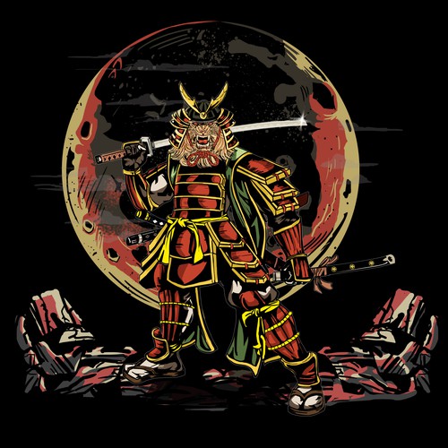 Manga style samurai lion illustration Design by Artist86