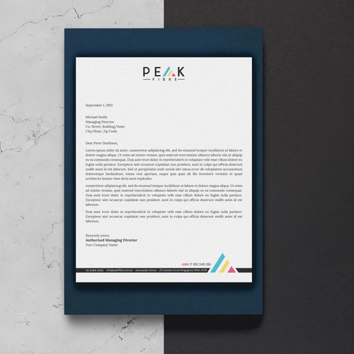 Creative, slick, professional Stationary for New Brand - Peak Fibre - Design by Sawama