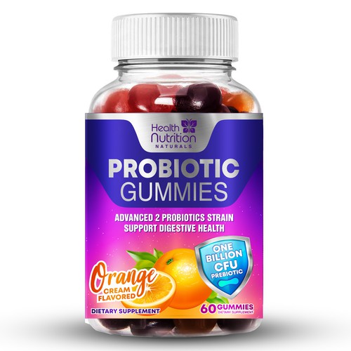 Healthy Probiotic Gummies Label needed for Health Nutrition Design by By.You