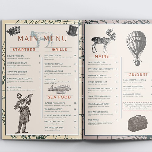 Designs | Steampunk/Adventure style restaurant menu required | Menu contest