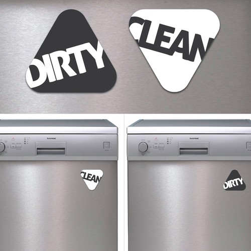 Clean-Dirty-Running dishwasher magnet (on white)