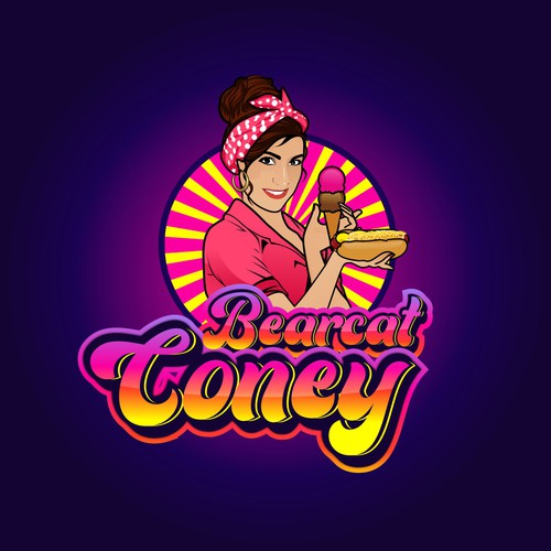 G-Rated Cartoon PinUp Girl girl logo for Retro Coney Hotdog restaurant Design by MALATHY