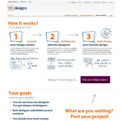Redesign the “How it works” page for 99designs Design by Valmark