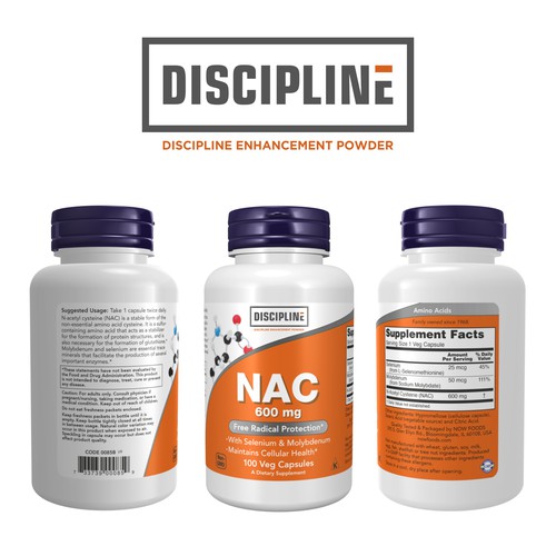 Product logo for discipline enhancing & addiction treatment supplement powder. Design by eonesh