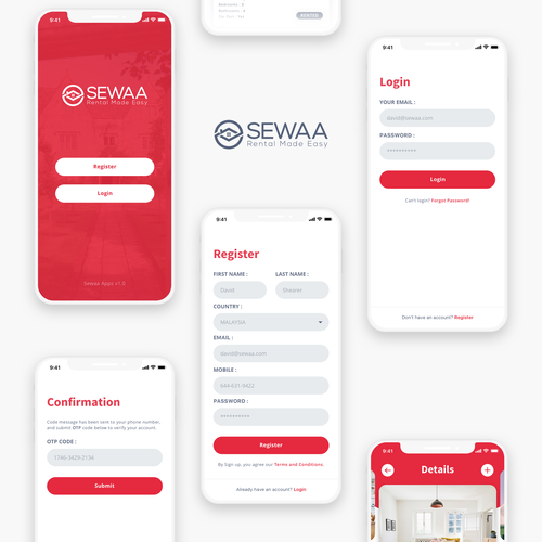 Property Rental App needs UI/UX designs Design by RFNco