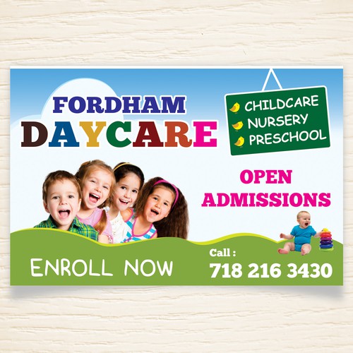 CUSTOM NAME DAYCARE Banner Sign NEW Larger Size Best Quality for the $$$ 