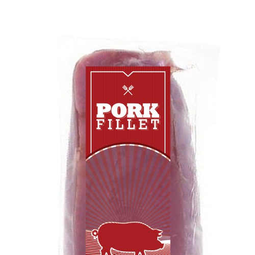 Create a striking top product label for a pork fillet product-ontwerp door April Anny