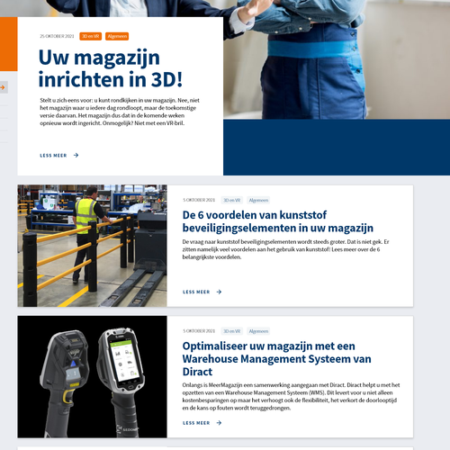 Creative website templates for a leading pallet racks company_ Meermagazijn Design by ChickenDinner