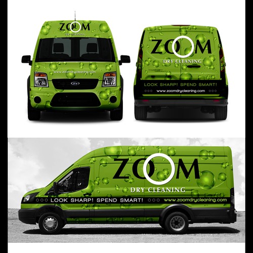 Zoom Dry Cleaning van wrap for eco-friendly one-price cleaner Design by ArunManuel