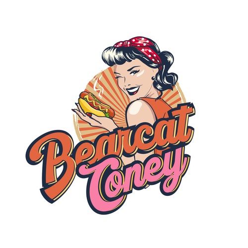 G-Rated Cartoon PinUp Girl girl logo for Retro Coney Hotdog restaurant Design by nindadian
