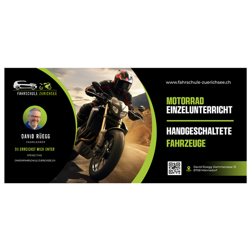 Design vincitore del contest "Werbeplakt für Motorradkurse" realizzato da Insegna