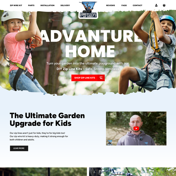 Homepage design for our Zip Line E-Commerce Brand