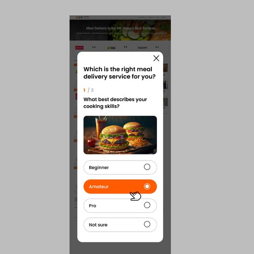 Engaging quiz feature design for product comparison website Design by DezainHub