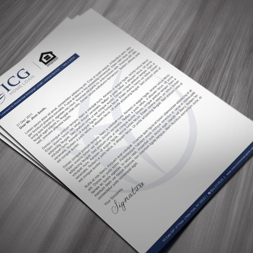 New stationery wanted for ICG Home Loans Design por anakmami89
