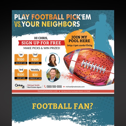 Design a post card for an (american) football pick'em pool, Postcard,  flyer or print contest