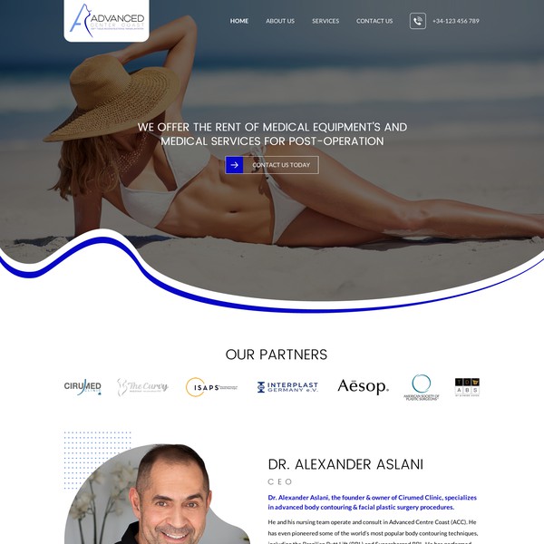 Organisation Website for a Company in the plastic surgery area