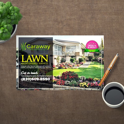 Lawn Service Postcard mailers Postcard, flyer or print contest