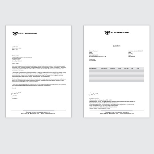 Given logo to be added to quotation to enhance brand appeal Design by impress