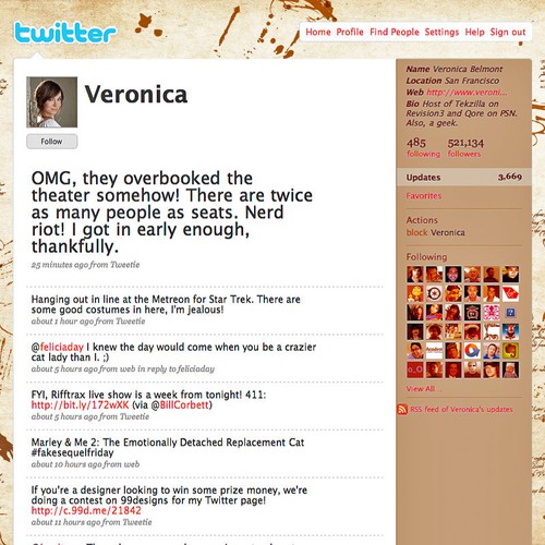Twitter Background for Veronica Belmont Design by Darayz
