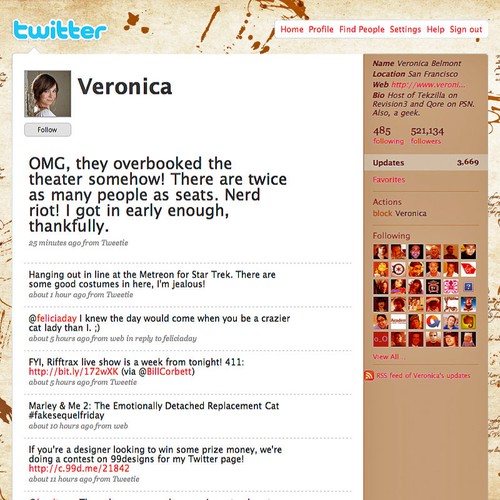 Twitter Background for Veronica Belmont Design by Darayz