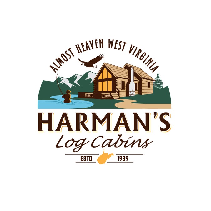 West Virginia Log Cabin Logo Redesign Logo Brand Identity Pack