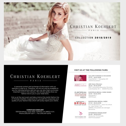 Flyer design for evening dress label needed to invite our customers to Exhibitions Design by _Blue_