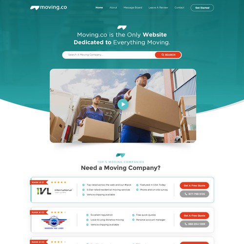 web page for moving related website Design by OMGuys™