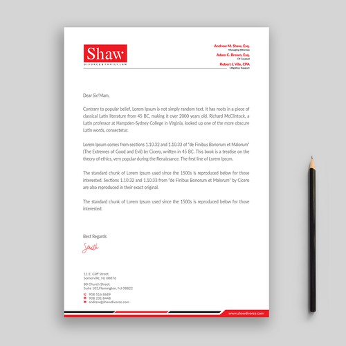 Letterhead for Divorce & Family Law Firm; Modern, Conservative Design Design by Rifat Sarkar